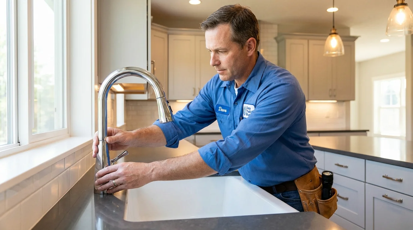 Kitchen faucet installation by Johns Plumbing LLC in Levittown